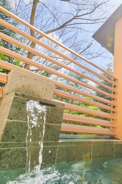 王の湯（檜と十和田石）の露天風呂